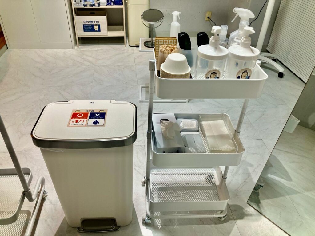 消耗品や備品は常に清潔にご用意しております。ご自由にお取りください。